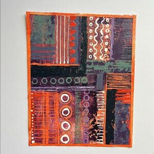 Abstract Geometric Unframed Art in Orange and Purple